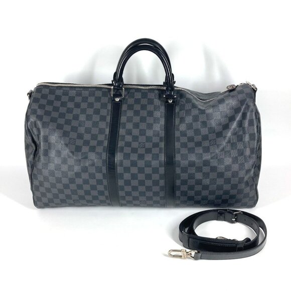 LOUIS VUITTON N41413 Damier Graphite KeepallBandouliere55 2WAY Travel Duffle Bag - Picture 1 of 16